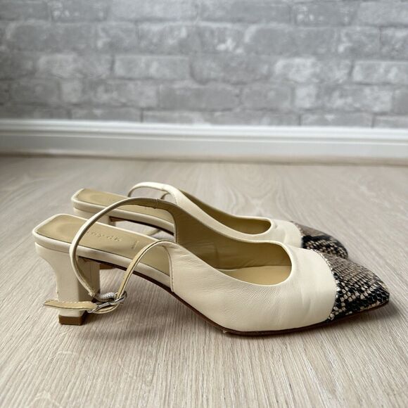 Aeyde Drew Snake Slingback Shoes Pumps Square Toe - Picture 7 of 11